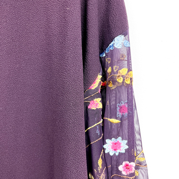 Floral Embroidered Long Sleeve Purple Top - Picture 7 of 7